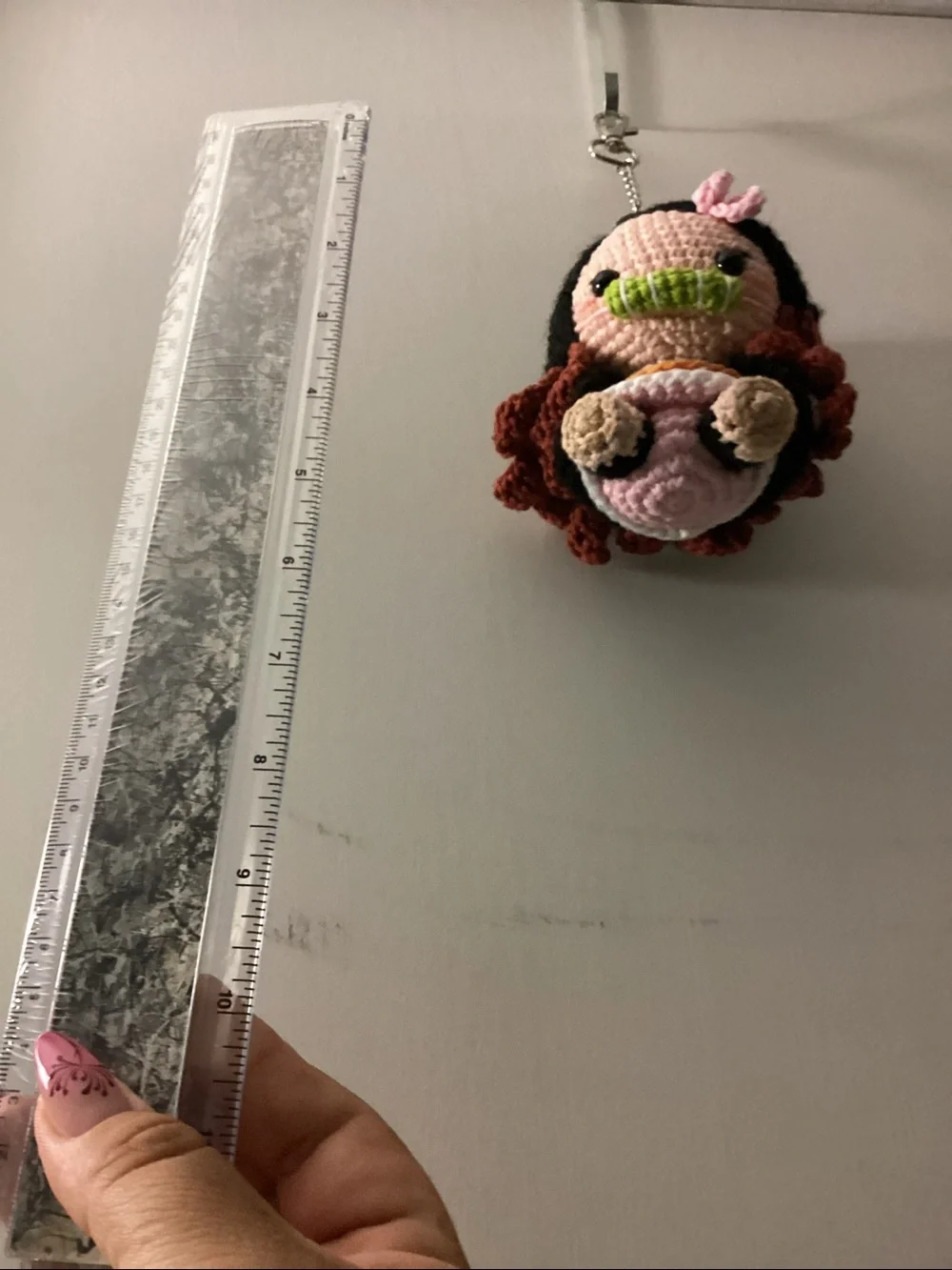 Nezuko Demon slayer Keychain with Pink Bow and Green Mouthpiece